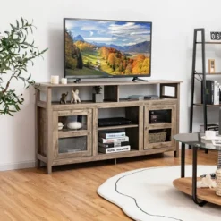 Costway 58'' TV Stand Entertainment Console Center W/ 2 Cabinets Up To 65'' GreyBlackWalnut -Costway GUEST 5d1fb3ac c193 4063 82e5 375b476fb9c5