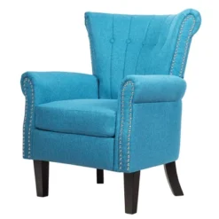 Costway Modern Tufted Upholstered Single Sofa W/ Rubber Wood Legs Blue GreyBeige 16 Costway Modern Tufted Upholstered Single Sofa W/ Rubber Wood Legs Blue GreyBeige -Costway GUEST 5d3bbaed a211 4928 bf34 60fccac46f45