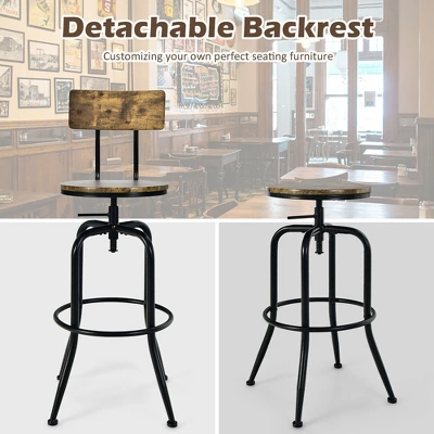 Costway Set Of 4 Industrial Bar Stool Adjustable Swivel Counter-Height Dining Side Chair 6 Costway Set Of 4 Industrial Bar Stool Adjustable Swivel Counter-Height Dining Side Chair - Image 6
