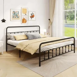 Costway Full/Queen/King Size Bed Frame With Headboard Under Bed Storage No Box Spring Needed Black -Costway GUEST 5d5c9217 460a 4e57 bc0c a424782dd40e