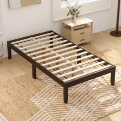 Costway Twin/Full/Queen Size Wooden Platform Bed Frame 14" With Rubber Wood Legs Under-bed Storage Brown 19 Costway Twin/Full/Queen Size Wooden Platform Bed Frame 14" With Rubber Wood Legs Under-bed Storage Brown -Costway GUEST 5d8d66a5 27e7 4a15 a087 7a515d421dd6