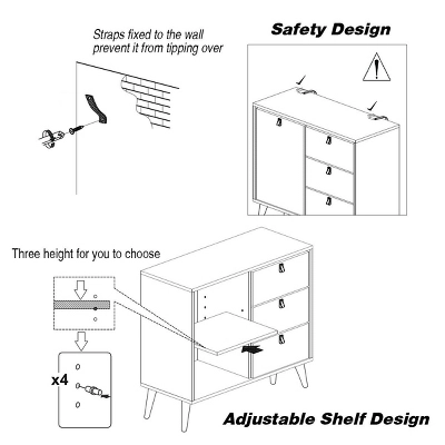 Costway Sideboard Entryway Console Table W/ Display Cabinet Brown Home 7 Costway Sideboard Entryway Console Table W/ Display Cabinet Brown Home - Image 7