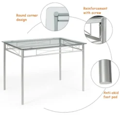 Costway 5 Piece Dining Set Table And 4 Chairs Glass Top Kitchen Breakfast Furniture Brown -Costway GUEST 5d9dcd18 14ac 42e9 91a7 7ef38cabd53f