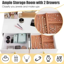 Costway Vanity Makeup Dressing Table W/ 3 Lighting Modes Mirror Touch Switch White -Costway GUEST 5dc13e17 d336 4244 b34a a519067c03ee