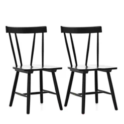 Costway Dining Chairs Set Of 2 Windsor Chairs Wood Armless Chairs With Solid Rubber Wood Black/White -Costway GUEST 5df57c9a 6aec 4750 bc82 0d446fa0ab6b