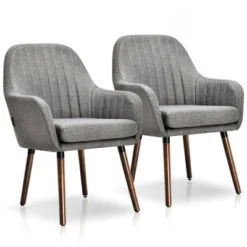 Costway Set Of 2 Accent Chairs Fabric Upholstered Armchairs W/Wooden Legs Beige/Gray 20 Costway Set Of 2 Accent Chairs Fabric Upholstered Armchairs W/Wooden Legs Beige/Gray -Costway GUEST 5e07d1aa eb66 4f40 bad8 a22cc8a8cceb