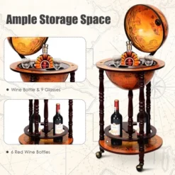 Costway 17.5'' Wood Globe Wine Bar Stand 16th Century Italian Rack Liquor Bottle Shelf 10 Costway 17.5'' Wood Globe Wine Bar Stand 16th Century Italian Rack Liquor Bottle Shelf -Costway GUEST 5e3da795 52b6 4f8e 9365 4c304a05c55b