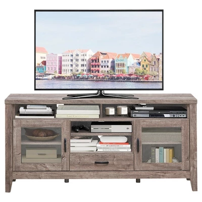 Costway TV Stand Tall Entertainment Center Hold Up To 65'' TV W/ Glass Storage & Drawer 9 Costway TV Stand Tall Entertainment Center Hold Up To 65'' TV W/ Glass Storage & Drawer - Image 9