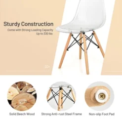 Set Of 4 Dining Chairs Modern Plastic Shell Side Chair W/ Clear Seat & Wood Legs 16 Set Of 4 Dining Chairs Modern Plastic Shell Side Chair W/ Clear Seat & Wood Legs -Costway GUEST 5eb81982 9c00 45ed 9661 1e5851948a18