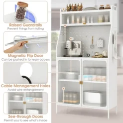 Costway 5-tier Metal Kitchen Bakers Rack With Pegboard 8 Hooks 5-position Adjustable Shelf White -Costway GUEST 5f3d9f41 897d 436f 84bc b1b60083ec47