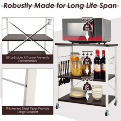 Costway 3-Tier Kitchen Baker's Rack Microwave Oven Storage Cart W/ Hook 18 Costway 3-Tier Kitchen Baker's Rack Microwave Oven Storage Cart W/ Hook -Costway GUEST 5f7f3905 faad 4bc7 8322 e3b60b02c2fa