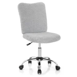 Costway Armless Faux Fur Leisure Office Chair Adjustable Swivel Task Chair -Costway GUEST 5fa50548 3a5b 4822 be2c f66c459a1634