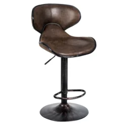 Costway Set Of 4 Adjustable Bar Stools Swivel Bar Chairs W/ Backrest Retro Brown Hot-Stamping Cloth 16 Costway Set Of 4 Adjustable Bar Stools Swivel Bar Chairs W/ Backrest Retro Brown Hot-Stamping Cloth -Costway GUEST 600afb8c 52b7 41f0 aea7 e4b35cc47669