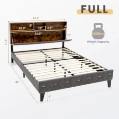 Costway Bed Frame Upholstered Platform Mattress Foundation With Storage Headboard -Costway GUEST 6028ade9 d85e 4a25 ac2a 8d8c46cd46e8