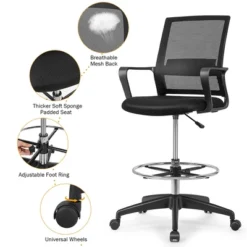 Costway Drafting Chair Tall Office Chair Adjustable Height W/Footrest -Costway GUEST 603c27d0 32bb 4338 aff9 4bf518a34891