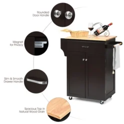 Costway Rolling Kitchen Island Utility Kitchen Cart Storage Cabinet Brown/White -Costway GUEST 606fc1d9 af86 4cee 98ef 60a5f1c2e71c
