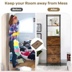 Costway Vertical 3 Drawer Dresser W/ 3 Shelves Tall Storage Tower Chest Freestanding 14 Costway Vertical 3 Drawer Dresser W/ 3 Shelves Tall Storage Tower Chest Freestanding -Costway GUEST 60bdbe49 6d29 4c41 9675 84788129c113