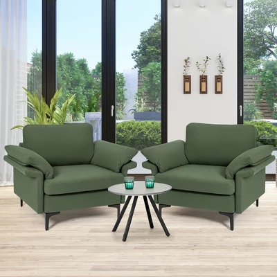 Costway Set Of 2 Upholstered Single Sofa Fabric Accent Armchair Metal Legs 1 Costway Set Of 2 Upholstered Single Sofa Fabric Accent Armchair Metal Legs