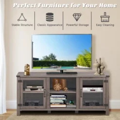 Costway TV Stand Entertainment Center For TV's Up To 65'' W/ Storage Cabinets Deep Taupe -Costway GUEST 6129ee58 a9a3 4cec 8501 75be14c6230e