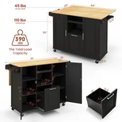 Costway Rolling Kitchen Island Utility Serving Cart With Drop Leaf Wine Rack Drawer -Costway GUEST 6131a351 fafa 4520 bc10 761ab907e8b3