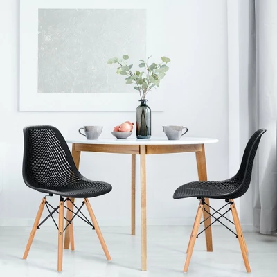 Costway 2PCS Modern DSW Dining Chair Office Home W/ Mesh Design Wooden Legs 2 Costway 2PCS Modern DSW Dining Chair Office Home W/ Mesh Design Wooden Legs - Image 2