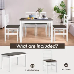 Costway 5pcs Dining Set Solid Wood Compact Kitchen Table & 4 Chairs Modern 16 Costway 5pcs Dining Set Solid Wood Compact Kitchen Table & 4 Chairs Modern -Costway GUEST 6178e0e6 c490 4952 a321 57e8e8d8af08