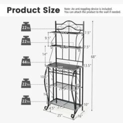 Costway 5-Tier Metal Kitchen Bakers Rack Microwave Storage Rack Oven Stand With Wine Organizer -Costway GUEST 618bcf96 b2fa 447d ab9a b8afbe909e76