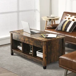 Costway Lift Top Coffee Table W/ Hidden Compartment And Storage Shelves Coffee