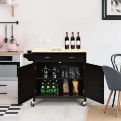 Costway Modern Rolling Kitchen Island Cart Wood Top Storage Trolley With Storage Drawers 11 Costway Modern Rolling Kitchen Island Cart Wood Top Storage Trolley With Storage Drawers -Costway GUEST 62f3f5ab af20 404b 829a 8ce7da79f086