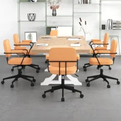 Costway PU Leather Office Chair Adjustable Swivel Leisure Desk Chair W/ Armrest -Costway GUEST 635102f4 bce0 420d a115 1c9526059e5e