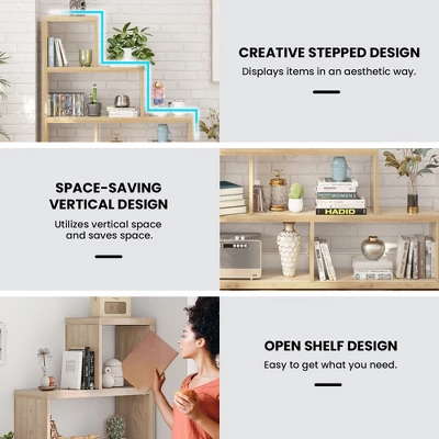 Costway 6 Cubes Ladder Shelf Freestanding Corner Bookshelf Storage Bookcase Display Rack 7 Costway 6 Cubes Ladder Shelf Freestanding Corner Bookshelf Storage Bookcase Display Rack - Image 7