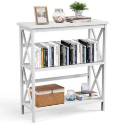 Costway Wooden Shelf Bookcase 3-Tier Open Bookshelf W/X-Design Freestanding Rack BlackBrownNaturalWhite 22 Costway Wooden Shelf Bookcase 3-Tier Open Bookshelf W/X-Design Freestanding Rack BlackBrownNaturalWhite -Costway GUEST 63b0fb0e 6df5 49eb bba6 b16d9f996c4d