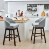Costway Set Of 2 Swivel Bar Stools Tufted Bar Height Pub Chairs With Rubber Wood Legs Grey/Beige