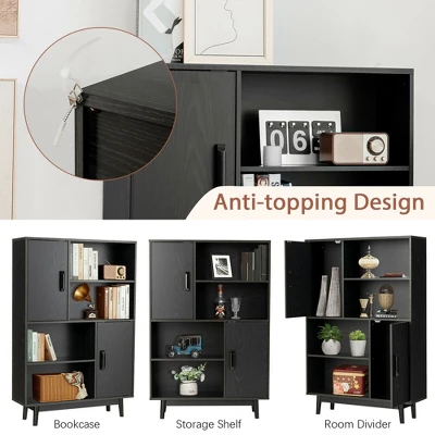 Costway Sideboard Storage Cabinet Bookshelf Cupboard W/Door Shelf Black / White / Espresso 5 Costway Sideboard Storage Cabinet Bookshelf Cupboard W/Door Shelf Black / White / Espresso - Image 5