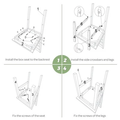 Costway Dining Chair Set Of 4 Modern Kitchen Wood Chairs W/ Solid Rubber Wood Structure 8 Costway Dining Chair Set Of 4 Modern Kitchen Wood Chairs W/ Solid Rubber Wood Structure - Image 8