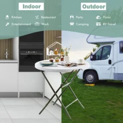 Costway 32'' Round Folding Table Portable & Lightweight Table For Indoor & Outdoor Use White -Costway GUEST 6466d6c3 471f 4d04 92e3 b57f59431692