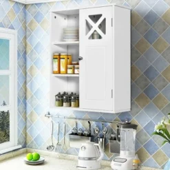 Costway Wall-Mounted Cabinet Bathroom Storage 2-Tier Shelf Multipurpose Organizer White 14 Costway Wall-Mounted Cabinet Bathroom Storage 2-Tier Shelf Multipurpose Organizer White -Costway GUEST 648f539e ca72 49d2 9581 65b4608835d5