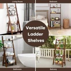 Costway 4 Tiers Bamboo Ladder Shelf Bookcase Storage Organizer Plant Flower Stand 18 Costway 4 Tiers Bamboo Ladder Shelf Bookcase Storage Organizer Plant Flower Stand -Costway GUEST 64df20b2 8819 4f9b ae1f 5855358a181e