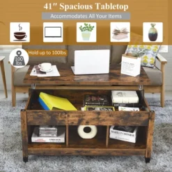 Costway Lift Top Coffee Table W/ Hidden Compartment And Storage Shelves Coffee -Costway GUEST 654cce7f ef97 41a4 b295 6cc6b9f9554d