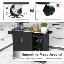 Costway Kitchen Island Cart Rolling Utility Trolley Stainless Steel Top Wine Rack -Costway GUEST 65536ec1 6e36 4e9b bfcb d981e010e8be