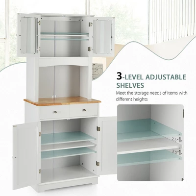 Costway Buffet Hutch Kitchen Storage Cabinet W/ Microwave Stand Storage Shelves 7 Costway Buffet Hutch Kitchen Storage Cabinet W/ Microwave Stand Storage Shelves - Image 7