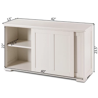 Costway Kitchen Storage Cabinet Sideboard Buffet Cupboard Wood Sliding Door Pantry White 3 Costway Kitchen Storage Cabinet Sideboard Buffet Cupboard Wood Sliding Door Pantry White - Image 3