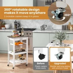 Costway Compact Kitchen Island Cart Rolling Service Trolley WithStainless Steel Top Basket 14 Costway Compact Kitchen Island Cart Rolling Service Trolley WithStainless Steel Top Basket -Costway GUEST 65c0c9bb 50c6 4b23 bffd 4f1388a1e634 1