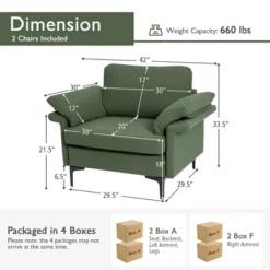 Costway Set Of 2 Upholstered Single Sofa Fabric Accent Armchair Metal Legs 12 Costway Set Of 2 Upholstered Single Sofa Fabric Accent Armchair Metal Legs -Costway GUEST 66242a77 4f17 422b bc0f fc6137d508ca