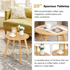 Costway Natural Round End Table Modern Stylish Side Table W/ 20'' Round Tabletop 16 Costway Natural Round End Table Modern Stylish Side Table W/ 20'' Round Tabletop -Costway GUEST 66449d6b c3fe 4c42 87c4 71480b518c40