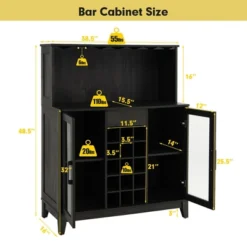 Costway 2-Door Buffet Bar Cabinet Kitchen Storage Sideboard Wine Rack Glass Holder GreyBlack 13 Costway 2-Door Buffet Bar Cabinet Kitchen Storage Sideboard Wine Rack Glass Holder GreyBlack -Costway GUEST 67929808 50b2 40ee 83fa 2ba10b41a49b