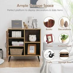 Costway Mid-century Storage Door Cabinet Cupboard W/4 Legs Adjustable Shelf Rustic Brown 14 Costway Mid-century Storage Door Cabinet Cupboard W/4 Legs Adjustable Shelf Rustic Brown -Costway GUEST 67e25511 8e53 43be 995b bf1c01c26cef