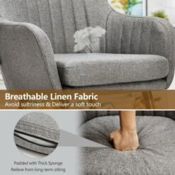 Costway Set Of 2 Accent Chairs Fabric Upholstered Armchairs W/Wooden Legs Beige/Gray 17 Costway Set Of 2 Accent Chairs Fabric Upholstered Armchairs W/Wooden Legs Beige/Gray -Costway GUEST 684eaf6f 1178 4276 ae23 643a1d292e64