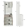 Costway 3-Door 71'' Kitchen Buffet Pantry Storage Cabinet W/Hutch Adjustable Shelf White