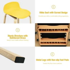 Costway Modern Set Of 4 Barstools 30inch Pub Chairs W/Low Back & Metal Legs Yellow 16 Costway Modern Set Of 4 Barstools 30inch Pub Chairs W/Low Back & Metal Legs Yellow -Costway GUEST 689c5c03 5161 451b a169 59ec44863bf1